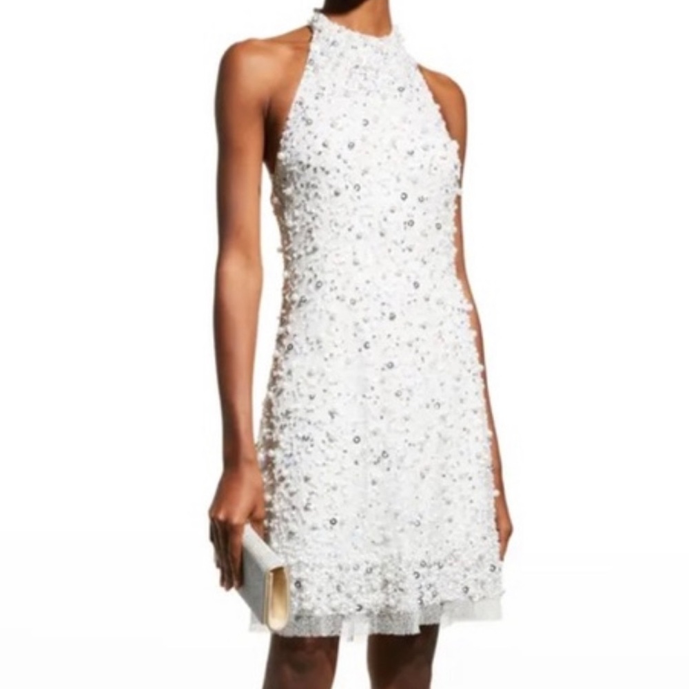 Aidan by Aidan Mattox beaded swing halter dress